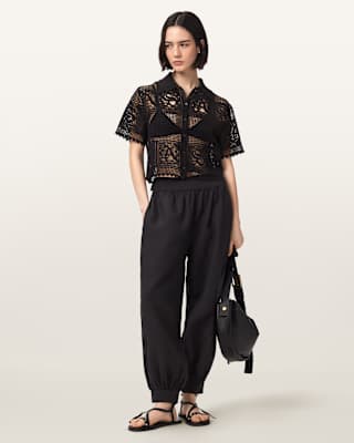 AllSaints Harrie Linen Blend Baggy Fit Pants