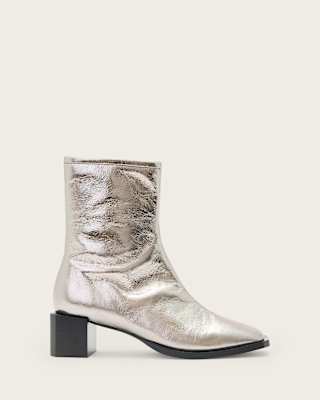 AllSaints Avril Leather Metallic Boots