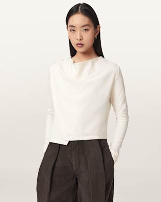 AllSaints Skyler Long Sleeve Asymmetric Oversized Top