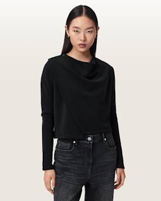 AllSaints Skyler Long Sleeve Asymmetric Oversized Top