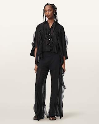AllSaints Minna Flared Frill Detail Pants