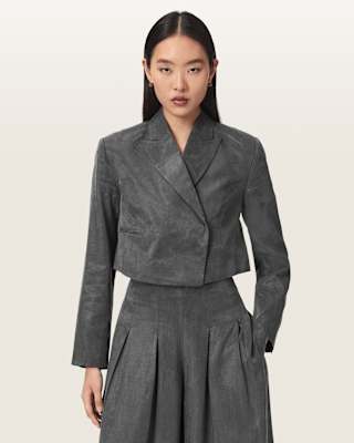 AllSaints Marrlo Double Breasted Cropped Blazer
