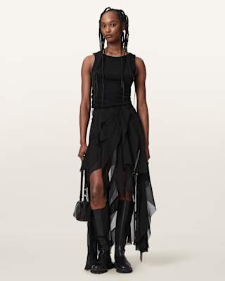 AllSaints Melody Frill Maxi Skirt