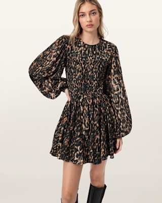 AllSaints Chia Smocked Mini Dress