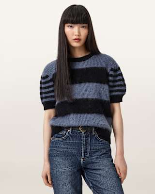 AllSaints Clem Striped Knitted T-Shirt