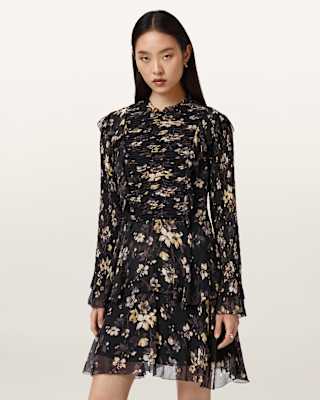 AllSaints Portia Mini Floral Ruffle Dress