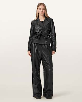 AllSaints Okena Cropped Leather Jacket