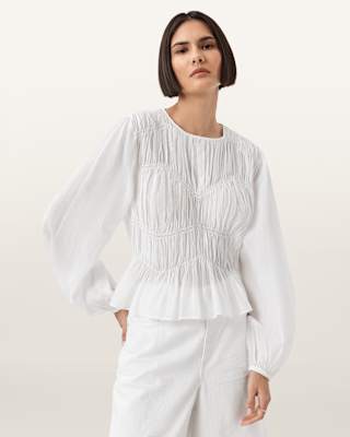 AllSaints Melani Round Neck Gathered Top
