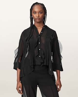 AllSaints Minna Sheer Frill Shirt
