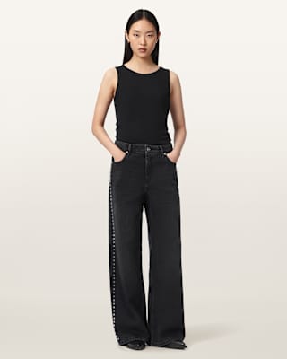 AllSaints Sway Straight Leg Studded Jeans