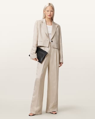 AllSaints Helena Tailored Wide Leg Linen Blend Pants