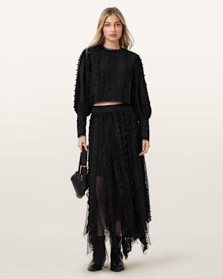 AllSaints Vashtie Lace Maxi Skirt