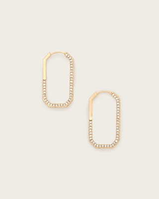 AllSaints Hattie Crystal Hex Hoop Earrings