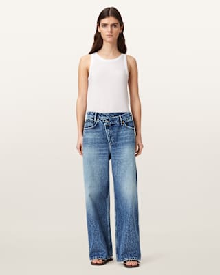 AllSaints Aki Wide Leg Crossover Jeans
