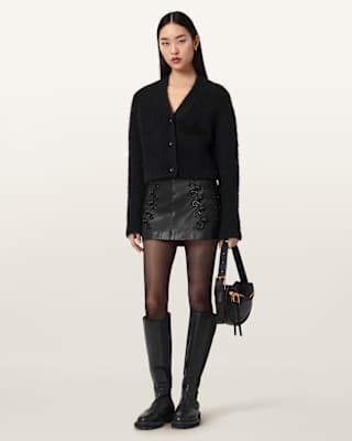 AllSaints Rummy Leather Mini Skirt