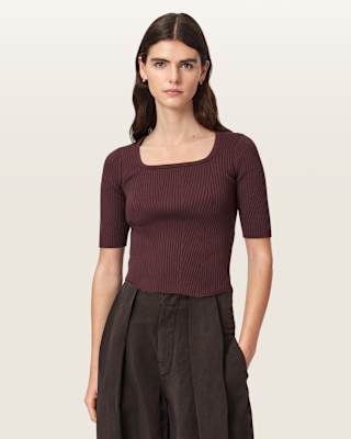 AllSaints Cruz Hally Ribbed Knit Top