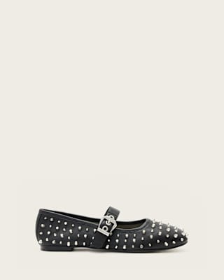 AllSaints Holly Leather Stud Ballet Flats