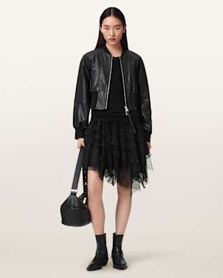 AllSaints Jayde Ruffled Tulle Mini Skirt