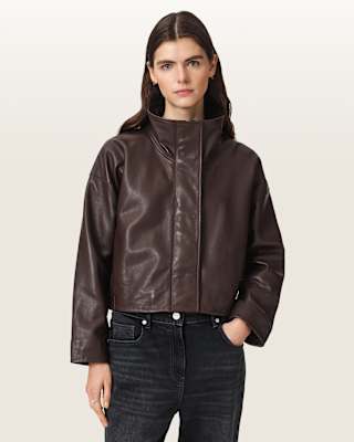 AllSaints Ryder Funnel Neck Leather Jacket