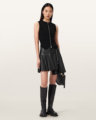 AllSaints Irina Leather Mini Skirt