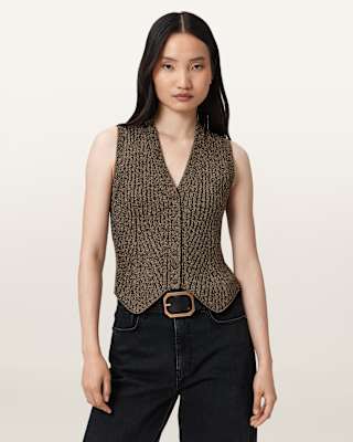 AllSaints Cruz Shine Slim Fit Vest