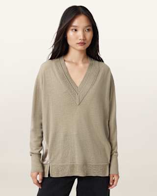 AllSaints Bern V-Neck Wool Sweater