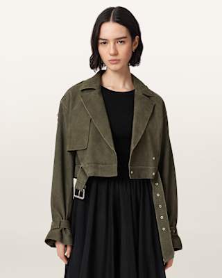 AllSaints Ophelia Cropped Suede Jacket