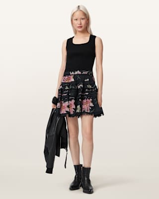 AllSaints Zora Lace Trimmed Mini Skirt