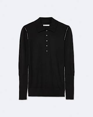 AllSaints Martel Merino Wool Knitted Polo Shirt