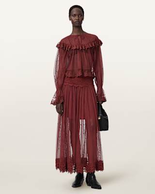 AllSaints Trixie Lace Midi Skirt