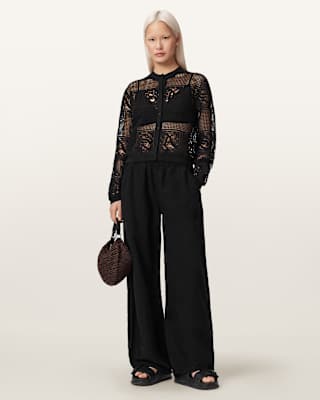 AllSaints Kyra Open Knit Crochet Cardigan