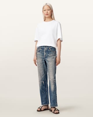 AllSaints Ida Terry Straight Leg Illusion of Denim Pants