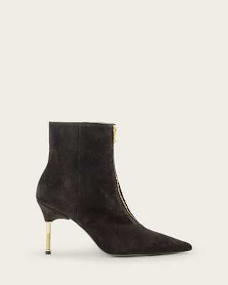 AllSaints Natasha Pointed Zip Up Suede Boots