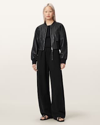 AllSaints Jett Wide Leg Linen Blend Pants