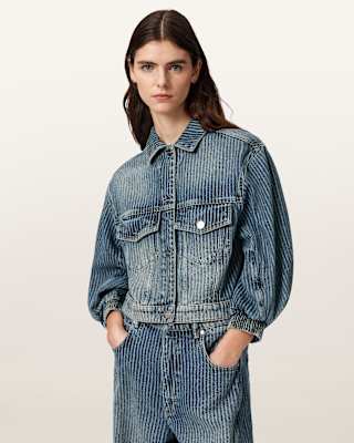 AllSaints Luca Striped Cropped Jacket