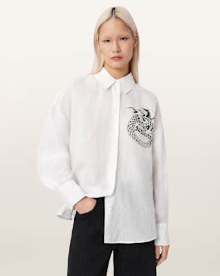 AllSaints Sparrow Printed Linen Shirt