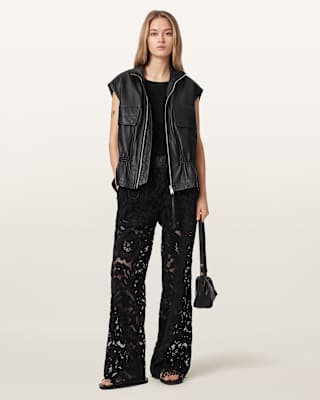 AllSaints Amelie Straight Leg Lace Pants