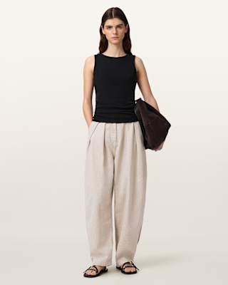 AllSaints Becca Barrel Leg Denim Camo Pants