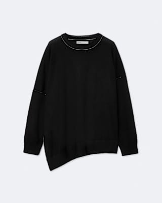 AllSaints Martel Asymmetric Merino Wool Sweater