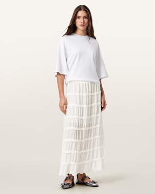 AllSaints Lila Tiered Midi Skirt
