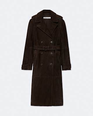 AllSaints Oaker Double-Breasted Suede Coat