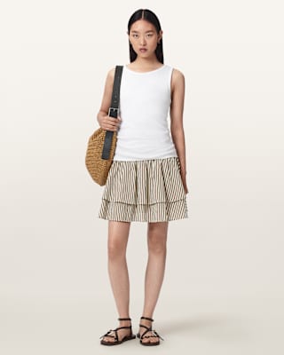 AllSaints Kali Cotton Striped Mini Skirt