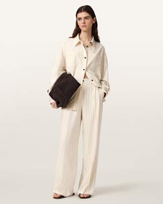 AllSaints Olga Wide Leg Pleated Pants