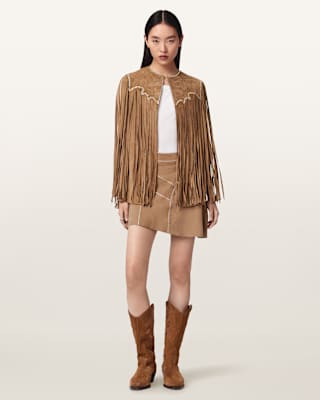 AllSaints Clara Whip Suede Mini Skirt