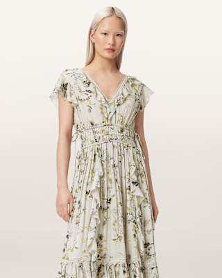 AllSaints Canto Floral Ruffled Maxi Dress