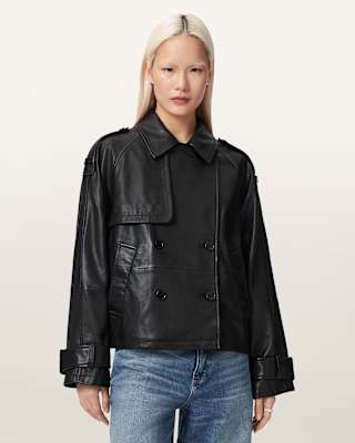AllSaints Reya Cropped Leather Mac