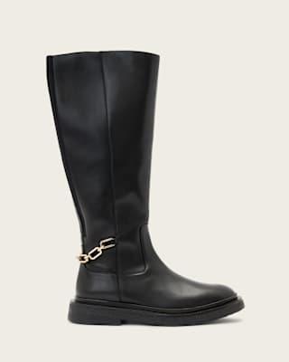 AllSaints Escher Chain Leather Rider Boots