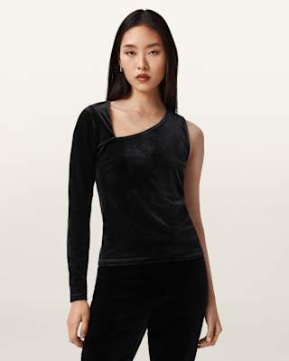 AllSaints Ari Asymmetric Velvet Top