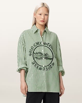 AllSaints Adrianne Relaxed Fit Striped Shirt