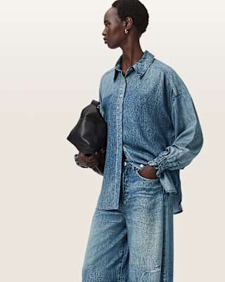 AllSaints Charli Illusion of Denim Long Sleeve Shirt